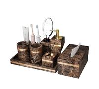 Set di marmo naturale scuro for il bagno Portaspazzolino di lusso in pietra Tazza da denti Distributore di sapone Set di accessori for il bagno(Tissue box B)
