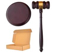 Set di martelle e blocchi in legno, 9.65x3.43 Giovel di giudice e avvocato con un blocco rotondo 4.72, marrone rosso regalo del set di blocchi sonori per tribunali riunioni