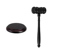 Set di martelli da giudice in faggio, martelletto in legno, blocco sonoro nero for riunioni, cerimonie, eventi legali, accessori giudiziari Per Giudici Aste