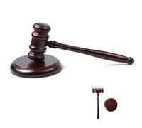 Set di martello d'asta in legno, giudice martello in legno con base, gava in legno di alta qualità, per giudici, avvocati, vendita all'asta, giochi di ruolo per bambini e regali