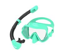 Set di maschera per immersioni subacquee per adulti, in vetro temperato, attrezzatura panoramica professionale per snorkeling, nuoto, allenamento (verde)