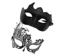 Set di maschere da mascherata per coppia, set di maschere da mascherata per coppie, 2 copriviso con fascia per gli occhi mascherati, copriviso luccicante per lui e lei, fornello