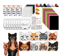 Set di maschere fai da te per il viso di gatto con colori e rete per gli | 124 maschere di animali vergini per Halloween, cosplay, feste in maschera, Natale, carnevale