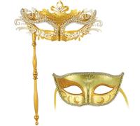 Set di maschere in maschera per coppia veneziana, maschera portatile da donna e maschera da uomo per martedì grasso, Halloween e cosplay