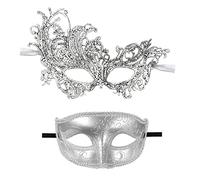 Set di maschere in pizzo per coppie, adatte per donne e uomini, maschere veneziane di Halloween, appositamente per costumi, Mardi Gras (dolce-cuore)