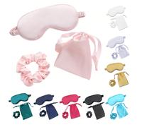 Set di maschere per dormire in seta artificiale, maschera per gli occhi in raso per dormire, scrunchie per capelli, benda per gli occhi, copri occhi per il sonno, colore rosa. Maschera per gli occhi i