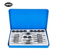 Set di maschi e filiere filettati 24 pezzi, utensili per maschiatura manuale, utensile industriale in acciaio ad alto tenore di carbonio con accessori completi, maschiatura