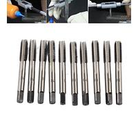 Set di maschi metrici in acciaio al carbonio, 10 pezzi, per filettare M2, M4, M6, M8; maschi a flauto diritto con scanalature profonde per la rimozione dei trucioli, ideali per la (M8 (attacco di