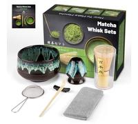 Set di Matcha per Cerimonia Giapponese,Cofanetto Matcha per la Cerimonia del tè, Può anche Essere Offerto Come Regalo ad Amici o Colleghi (Sand-Gold, 100% Bamboo)
