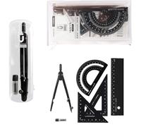 Set di matematica e geometria - Compasso for studenti da 6 pezzi, goniometro, righello strumenti disegno, kit test multifunzionale for uso scolastico in ufficio(Black)