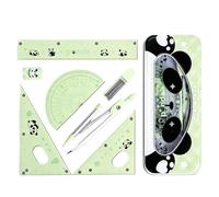 Set di matematica geometrica 7 pezzi - Kit bussola e righello | Fornitura | Righello da 15 cm, goniometro, 2 righelli triangolari, gomma e nucleo di piombo da 0,7 mm, scatola in metallo