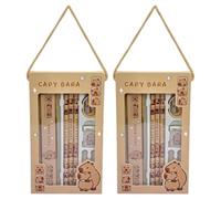 Set Di Materiale Scolastico Capybara Set Di Cancelleria Carino Kawaii Ritorno a Scuola Matita, Temperamatite, Righello Pieghevole, Gomma, Cappuccio Per Penna Regali Di Compleanno Perfetti Per Pasqua