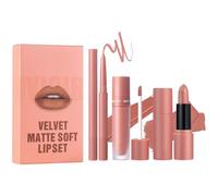 Set di matita per labbra liquido e eyeliner per labbra - Kit eyeliner per labbra | matita per labbra liquido opaco Vistaprint Lip Gloss | Colore labbra 3X Velvet Lipstick