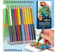Set di matite colorate a doppia punta, 12/24/36/48 confezioni con 24/48/72/96 colori, matite per disegno e colorazione per adulti e artisti, forniture scolastiche colorate per arti e mestieri, a doppi