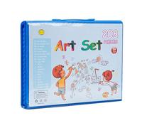 Set di matite colorate da 208 pezzi | Kit artistico per bambini, strumenti da disegno con pennello ad asciugatura rapida Parola chiave a coda lunga | Compleanno Natale Capodanno Presente Bambini picco