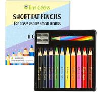 Set di Matite Colorate Jumbo per Bambini - Matite Corte e Spesse a Triangolo per Bambini dai 3 ai 7 Anni - Per Prescolari, Asilo, Bambini Piccoli, Principianti - Forma Triangolare Con Temperamatite