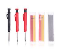 Set di matite da carpentiere solido, matita da costruzione per pennarelli meccanici con foro profondo a naso lungo con ricarica per falegname architetto della lavorazione del legno