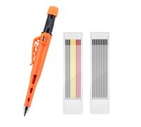 Set di matite meccaniche da carpentiere con temperino, matite riutilizzabili per la lavorazione del legno con 18 mine di ricarica (9 nere + 9 multicolore), non affilano, resistenti alla rottura