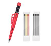 Set di matite meccaniche da carpentiere con temperino, matite riutilizzabili per la lavorazione del legno con 18 mine di ricarica (9 nere + 9 multicolore), non affilano, resistenti alla rottura