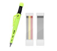Set di matite meccaniche da carpentiere con temperino, matite riutilizzabili per la lavorazione del legno con 18 mine di ricarica (9 nere + 9 multicolore), non affilano, resistenti alla rottura