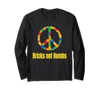 Set di mattoncini con Scritta Peace Sign Bricks Not Bombs Retro Brick Builder Maglia a Manica