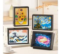 Set di mattoncini da costruzione per dipinti famosi nel mondo, fai-da-te, mattoncini a microparticelle per dettagli precisi, mattoncini per cornice di Girasoli, mattoncini per cornice de La Grande Ond