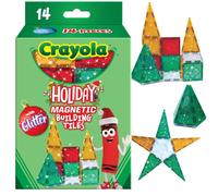 Set di mattoncini magnetici Holiday Glitter Crayola, 14 pezzi, giocattoli STEM per bambini 3+, giochi da viaggio per ragazzi e ragazze.