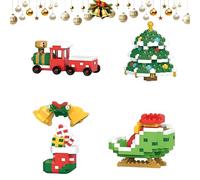 Set di Mattoncini Natalizi, Confezione da 12 Ornamenti di Mattoncini a Tema Natalizio, Mini Figure da Costruzione, Regali di Compleanno per Capodanno 2026, Albero di Natale con Calze Fai da T 4pcs A