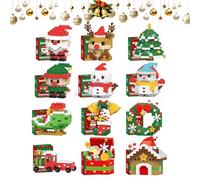 Set di Mattoncini Natalizi, Confezione da 12 Ornamenti di Mattoncini a Tema Natalizio, Mini Figure da Costruzione, Regali di Compleanno per Capodanno 2026, Albero di Natale con Calze Fai da Te 12pcs