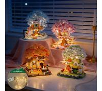Set di mattoncini per albero di ciliegio, adatto per tutte le stagioni, realizzato in materiale ABS di alta qualità, decorazione da tavolo, accessorio per la casa accogliente, giocattolo da costruzion