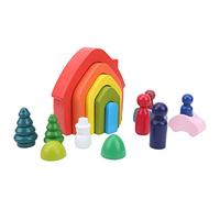 Set di Mattoncini per Bambini, Sviluppa creatività e Immaginazione, Mattoncini Ad con Uomo e Albero in Legno, Ideali per L'illuminazione Educativa (Insieme della casa dell'arcobaleno)