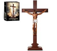 Set di mattoncini per la crocifissione di Gesù, 588 pezzi, Kit di costruzione di un modello di croce cristiana, Giocattolo da costruzione religioso per adolescenti e adulti, Decorazione di fede