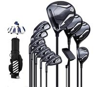 Set di mazze da golf per mancini con driver ad angolo regolabile, alto rimbalzo per un facile controllo della palla, include 12 mazze e borsa da uomo