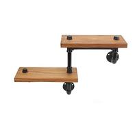Set di mensole a tubo industriale con scala in legno, montaggio a parete, mensole galleggianti fai da te, per bagno, camera da letto, soggiorno, design a doppia scala