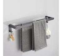 Set di mensole da bagno con ripiani galleggianti, portaoggetti per doccia, portasciugamani, portarotolo e portaspazzolino - Metallo in alluminio spaziale antiruggine da parete, doppia barra da 50 cm