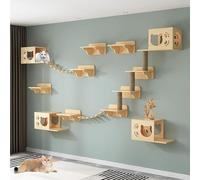 Set di mensole da parete per gatti, tavola ispessita per arrampicata e riposo, mobili salvaspazio per interni per gatti