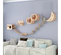 Set di mensole e posatoi da parete per gatti con ponte, gradini, scala e tiragraffi per gatti interni, mobili salvaspazio per arrampicata per esercizi e gioco dei felini