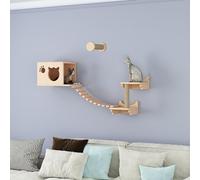 Set di mensole e posatoi da parete per gatti con ponte, gradini, scala e tiragraffi per gatti interni, mobili salvaspazio per arrampicata per esercizi e gioco dei felini