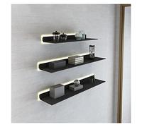 Set di mensole galleggianti, montaggio a parete, in lega di alluminio, soluzione di archiviazione con illuminazione a LED per soggiorno, decorazione del bagno