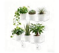 Set di mensole per piante da finestra con forti ventose e staffe portanti, mensole in acrilico per piante da interno, cornici per foto e piccoli oggetti, design salvaspazio (0270-2)