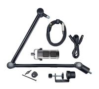 Set di microfoni, boom e cavi, kit completo per podcast, trasmissione, streaming, gaming e VC, cavi USB e XLR, Plug & Play, microfono a vita, progettato e costruito nel Regno Unito, colore: grigio