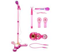 Set di microfoni per infantili - microfono e supporto regolabili per ingressi, microfono con luci LED colorate | Connettiti al microfono MP3 per ragazze e ragazzi