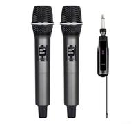 Set di microfoni per karaoke wireless 2.4G - Doppio microfono dinamico portatile con ricevitore ricaricabile, durata della batteria del microfono 10-11 ore, > 92dB SNR, ABS Build, per cantare e (un