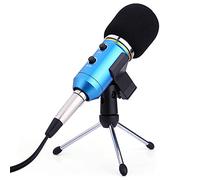 Set di microfono a condensatore, microfono da studio USB con supporto per microfono da tavolo, per podcasting, giochi, registrazione e streaming (blu)