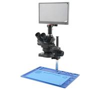 Set di microscopio stereo 90X 100X Simul Focal, trinoculare, video microscopio da 38 MP con LCD da 11,6 pollici, fotocamera C-Mount, supporto in lega di alluminio, perfetto per laboratori e istruzione