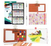 Set di mini acquerelli da viaggio, 8 griglie in legno, tascabili, con clip in metallo, 12 colori, per artisti tascabili, regalo per pittori, artisti e studenti (15 rosa + 24)