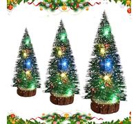 Set di mini alberi di Natale a LED - 3 pezzi decorazione da scrivania per le vacanze, 15 microalberi da 20 a 25 cm | Decorazione natalizia sul tavolo per camera dei bambini, studio, giardino