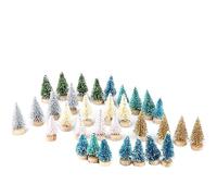 Set di Mini Alberi di Natale Artificiali Multicolore da 32 Pezzi, Mini Alberi di Natale, Alberi di Pino in Miniatura Alberi di Sisal con Base in Legno Set di Pennelli per Bottiglie per(32 pezzi)