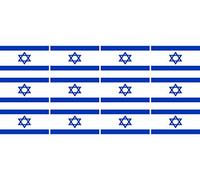 Set di mini bandiere - Confezione liscia - 50 x 31 mm - Sticker - Bandiera - Israele - Bandiera - Banner - Stato per auto, ufficio, casa e scuola - 12 pezzi