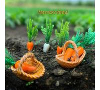 Set di mini carote artificiali in cestino intrecciato, accessori per casa delle bambole e giardino fatato, decorazione per il raccolto autunnale 2 cestini casuali + 5 carote,4 cestini casuali + 10 car